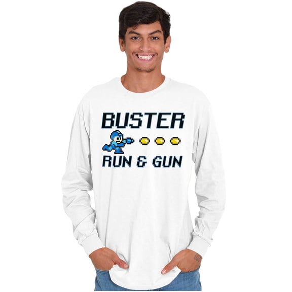 Classic 8bit Video Game Mega Man Long Sleeve TShirt Men Women Brisco Brands S