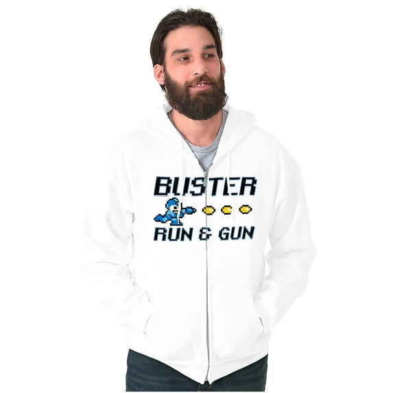 Classic 8bit Video Game Mega Man Unisex Plus Size Zip Hoodie Brisco Brands 2X