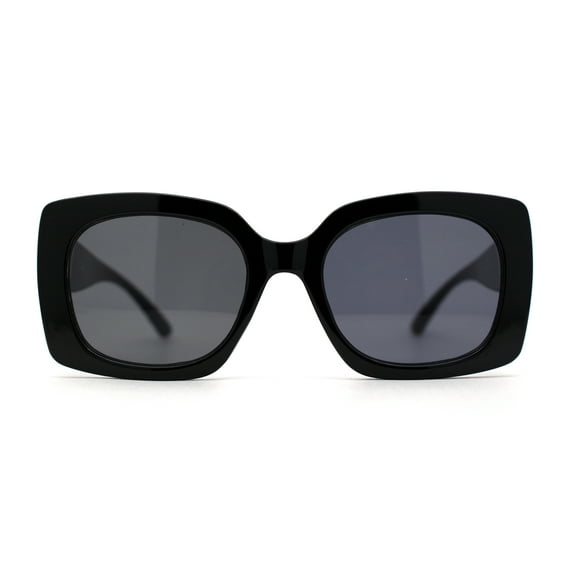 Classic 90s Designer Womens Mod Thick Plastic Butterfly Sunglasses All Black