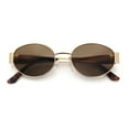 thumbnail image 1 of Classic 90s Oval Metal Rim Thick Mid Temple Fashion Sunglasses Gold - Brown, 1 of 8