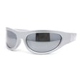 thumbnail image 1 of Classic 90s Style Sport Oval Round Plastic Sunglasses All Silver Mirror, 1 of 4