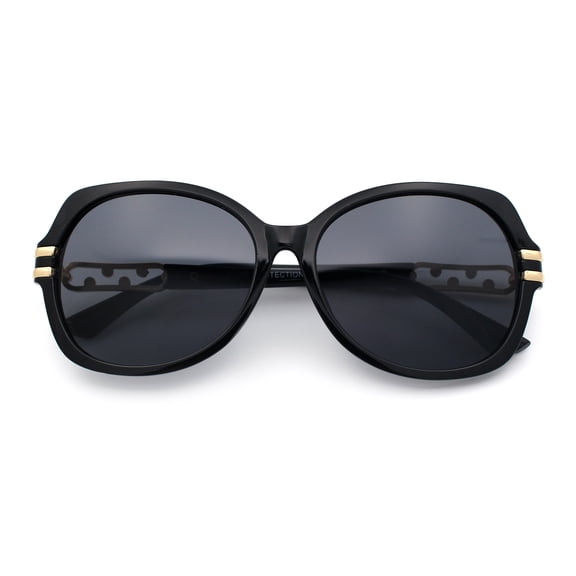 Classic 90s Womens Bejeweled Rhinestone Bling Arm Designer Butterfly Sunglasses All Black