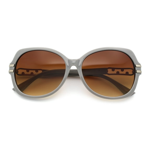 Classic 90s Womens Bejeweled Rhinestone Bling Arm Designer Butterfly Sunglasses Grey - Brown