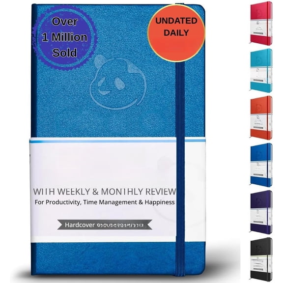 Classic A5 Daily 2026 - Undated Daily & Quarterly with Hourly Schedule, Productivity Calendar, , Goal , Habit & Gratitude Journal for or Office - Blue