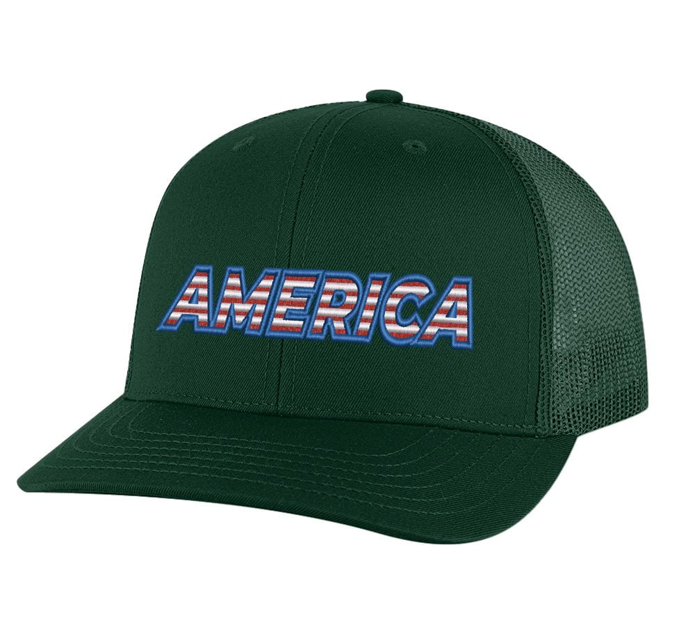 Classic AMERICA Trucker Hat - Patriotic Snapback Cap - Flag Color ...