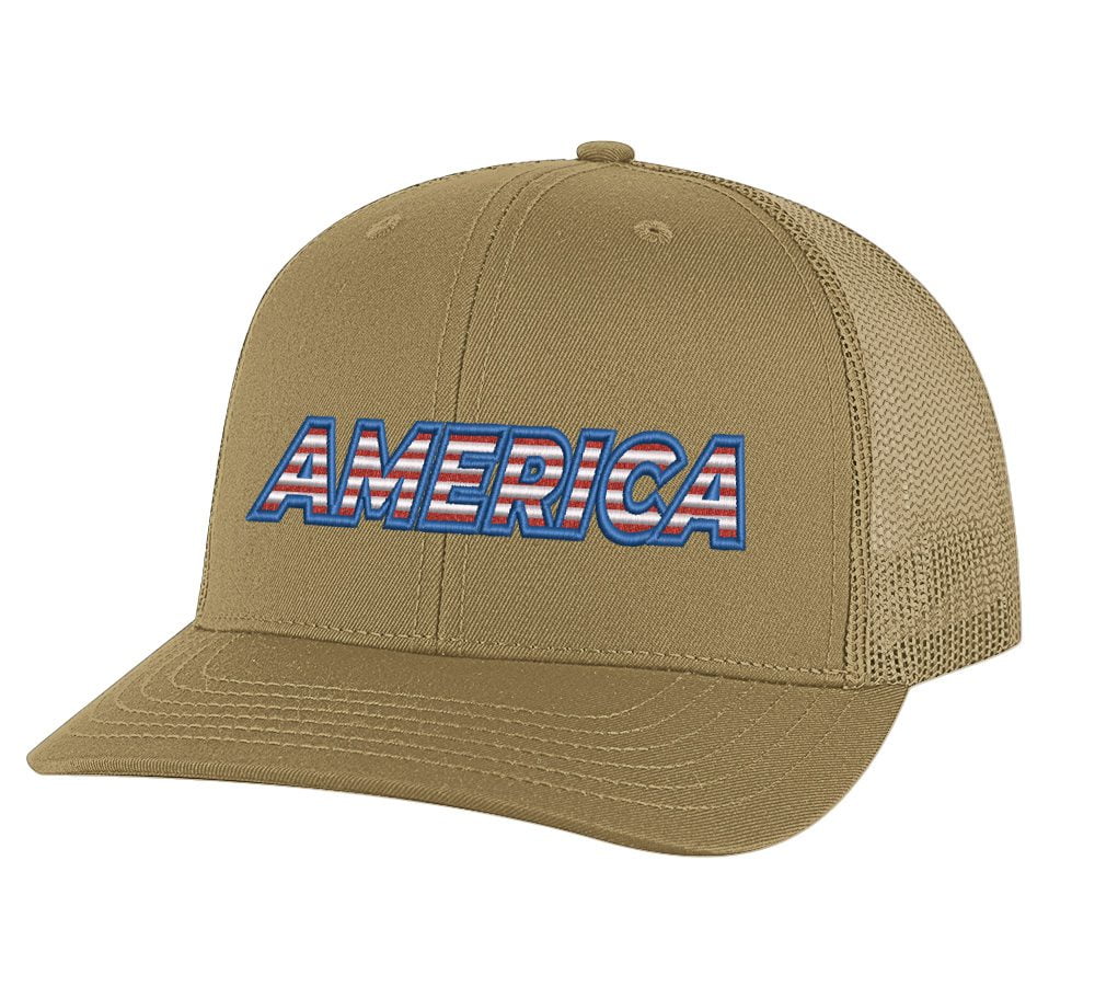 Classic AMERICA Trucker Hat - Patriotic Snapback Cap - Flag Color ...