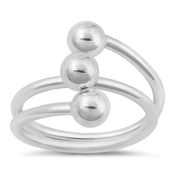Classic Abstract Ball End Ring .925 Sterling Silver Band Jewelry Female Male Unisex Size 9