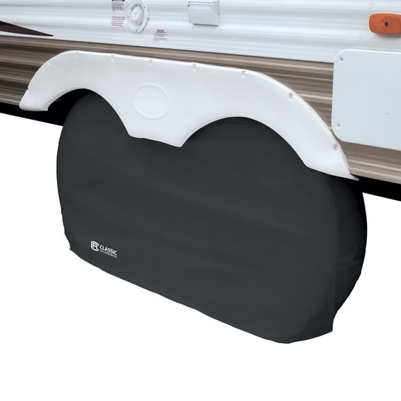 Classic Accessories Over Drive RV Dual Axle Wheel Cover, Wheels up to 27"DIA, Black, 1-Piece