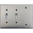 thumbnail image 1 of Classic Accents Stamped Steel Satin Nickel Three Gang Wall Plate - Two Toggle Switch Openings One Blank, 1 of 1