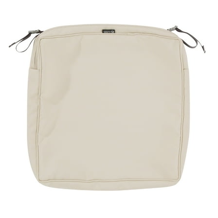 Classic Accessories Montlake FadeSafe Water-Resistant 17 x 17 x 3 Inch Square Patio Dining Seat Cushion Cover, Antique Beige