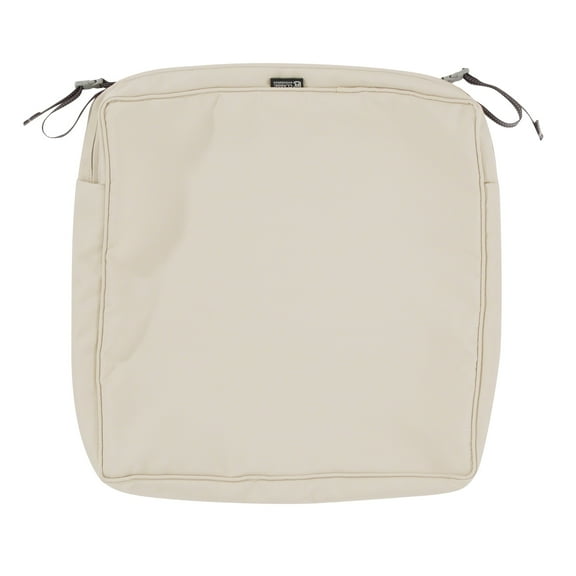 Classic Accessories Montlake FadeSafe Water-Resistant 17 x 17 x 3 Inch Square Patio Dining Seat Cushion Cover, Antique Beige