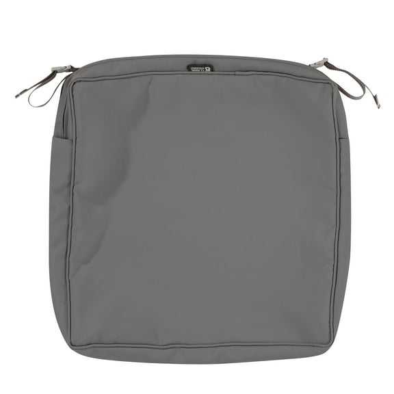 Classic Accessories Montlake FadeSafe Water-Resistant 17 x 17 x 3 Inch Square Patio Dining Seat Cushion Cover, Light Charcoal