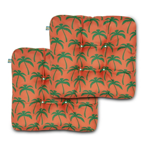 Duck Covers Water-Resistant 19 x 19 x 5 Inch Indoor Outdoor Seat Cushions, Flamingo Palm, 2-Pack