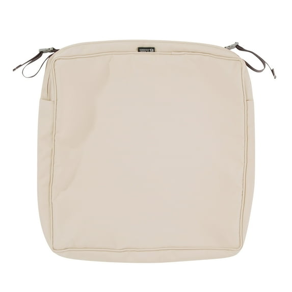 Classic Accessories Montlake FadeSafe Water-Resistant 21 x 21 x 3 Inch Square Patio Dining Seat Cushion Cover, Antique Beige