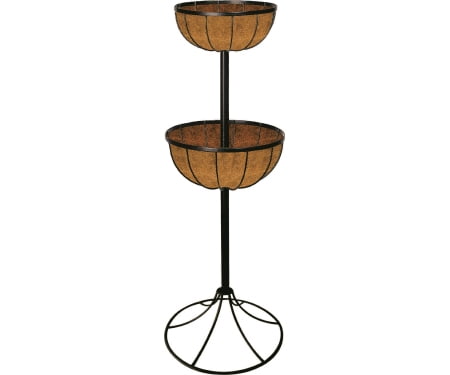 Classic Accessories 22" x 22" x 35" 2-Tier Brown Steel Forge Planter