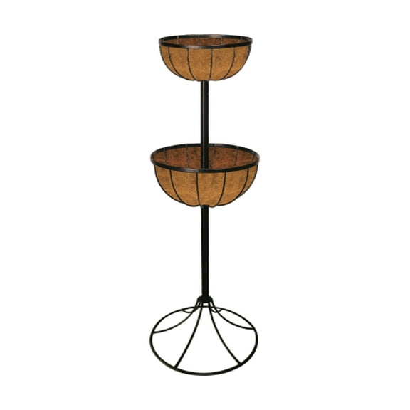 Classic Accessories 22" x 22" x 35" 2-Tier Brown Steel Forge Planter