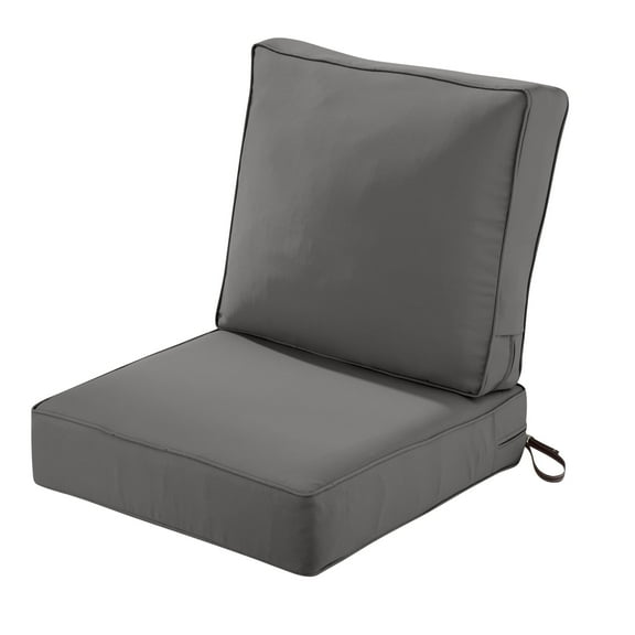 Classic Accessories 25 x 25 x 5 in. Patio Lounge Chair Cushion Set, Light Charcoal