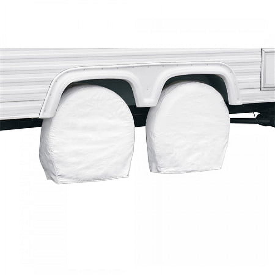 Snow White Heavy-Duty Vinyl RV Wheel Covers, 26-3/4" to 29"