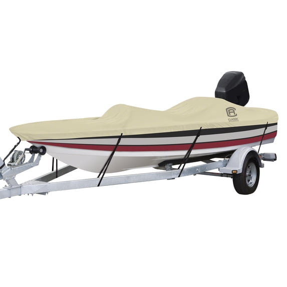 Classic Accessories DryGuard™ Waterproof Boat Cover, Fits Boats 14' - 16' L x 90" W, Trailerable Boat Cover with Bow, Windshield and Stern Reinforcement Panels, Model B