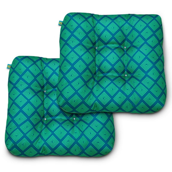 Classic Accessories Duck Covers Water- Indoor/Outdoor Seat Cushions, 19 x 19 x 5 Inch, 2 Pack, Topaz Mosaic