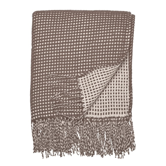 Classic Accessories Indoor/Outdoor Reversible Throw Blanket, 66 x 59 Inch, Dark Taupe