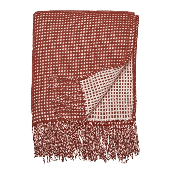 Classic Accessories Indoor/Outdoor Reversible Throw Blanket, 66 x 59 Inch, Spice