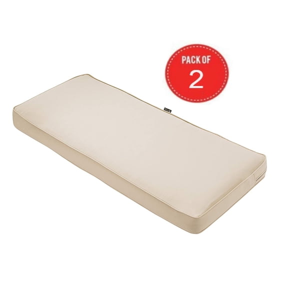 Classic Accessories Montlake Bench Cushion Foam & Slip Cover, Antique Beige, 42x18x3" Thick ( Pack of 2 )