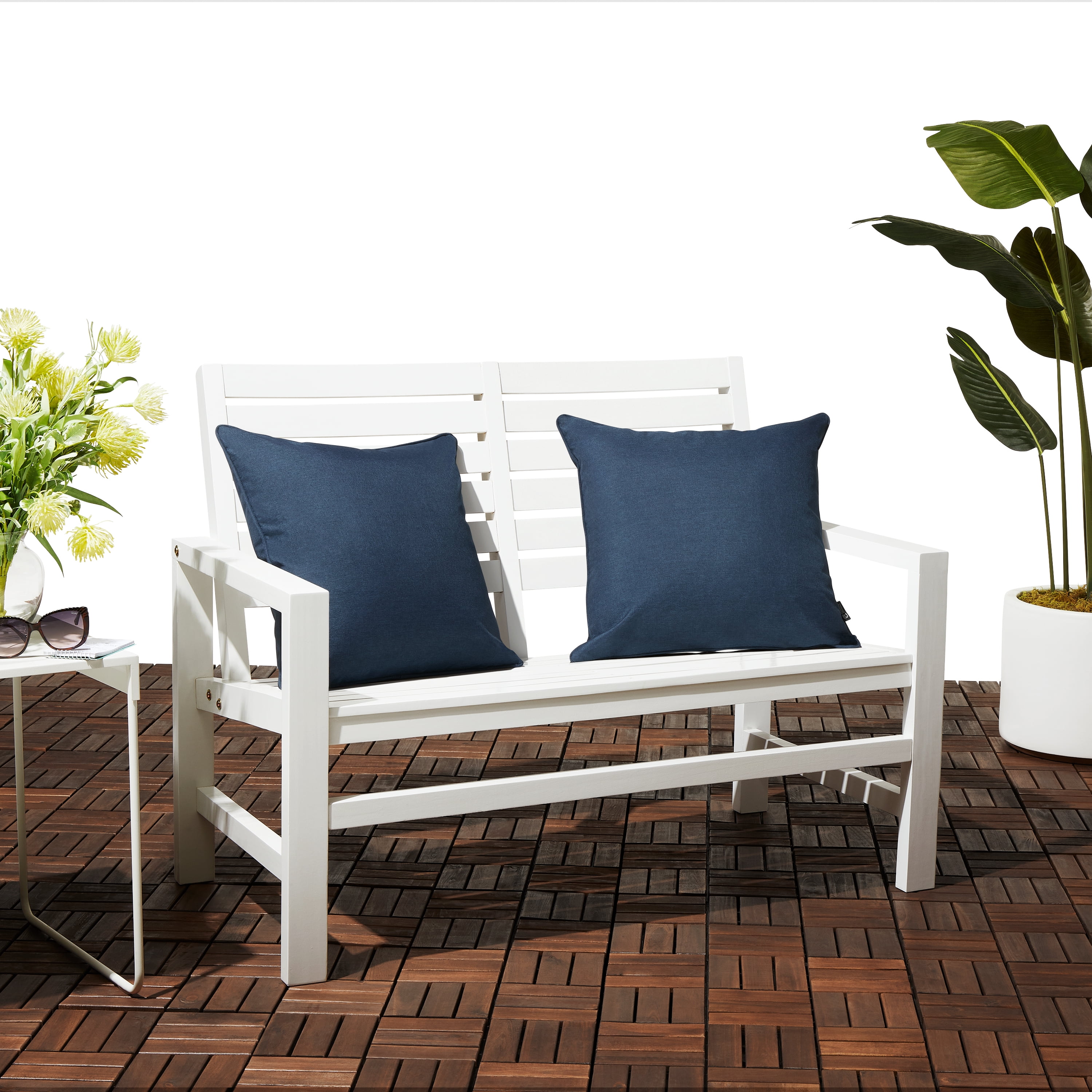Classic Accessories Montlake FadeSafe Indoor/Outdoor Accent Pillows, 20 x 20 x 8 Inch, 2 Pack, Heather Indigo