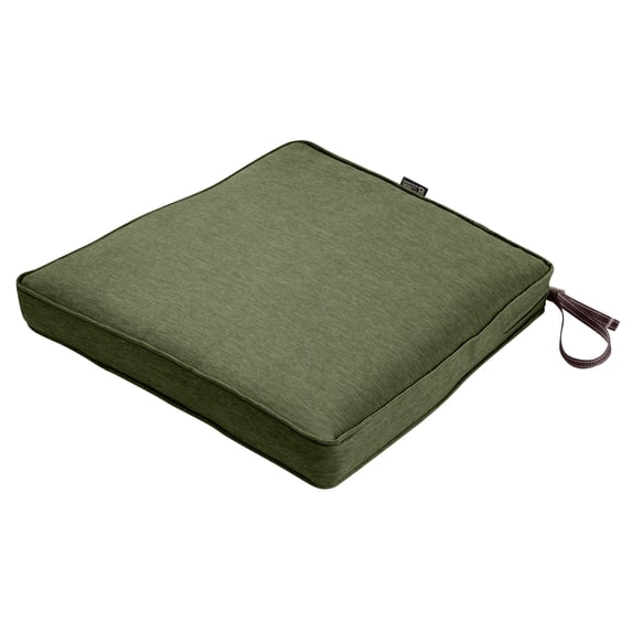 Classic Accessories Montlake FadeSafe Rectangular Patio Dining Seat Cushion - 2" Thick - Heavy Duty Outdoor Patio Cushion with Water Resistant Backing, Heather Fern Green, 17"W x 15"D x 2"T