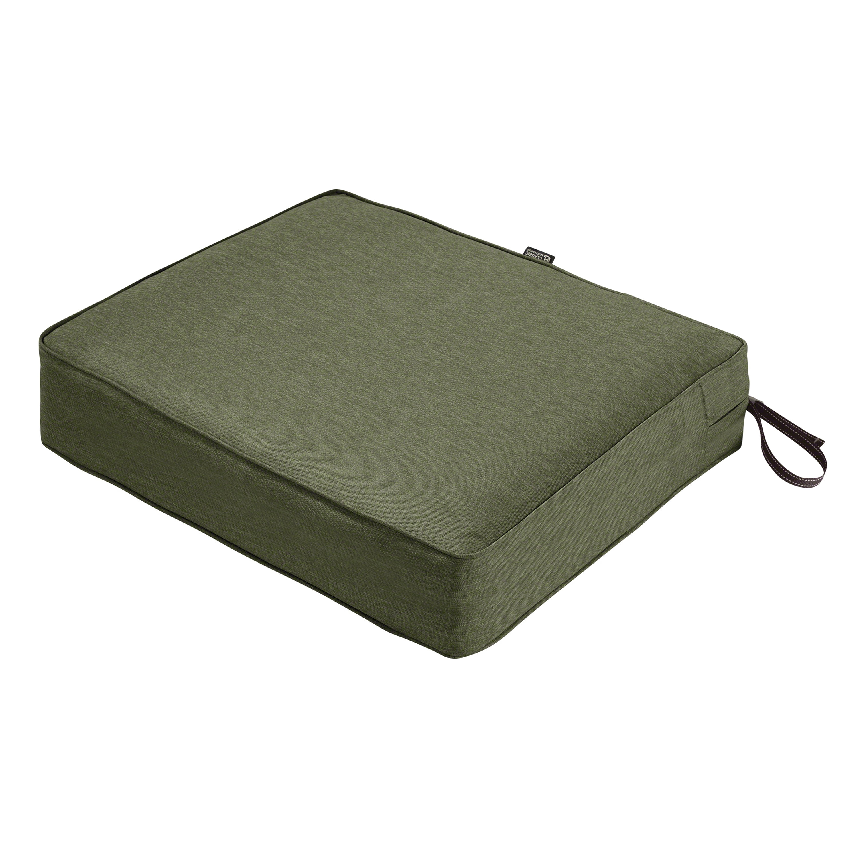 Classic Accessories Montlake FadeSafe Rectangular Patio Dining Seat Cushion - 5" Thick - Heavy Duty Outdoor Patio Cushion with Water Resistant Backing, Heather Fern Green, 25"W x 23"D x 5"T