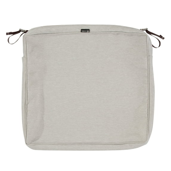 Classic Accessories Montlake FadeSafe Rectangular Patio Dining Seat Cushion Slip Cover - 3" Thick - Heavy Duty Outdoor Patio Cushion with Water Resistant Backing, Heather Grey, 23"W x 20"D x 3"T