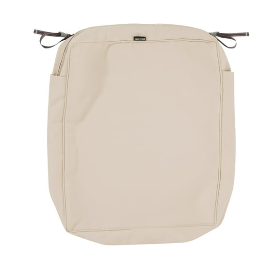 Classic Accessories Montlake FadeSafe Rectangular Patio Lounge Seat Cushion Slip Cover - 5" Thick - Heavy Duty Outdoor Patio Cushion with Water Resistant Backing, Antique Beige, 23"W x 25"D x 5"T