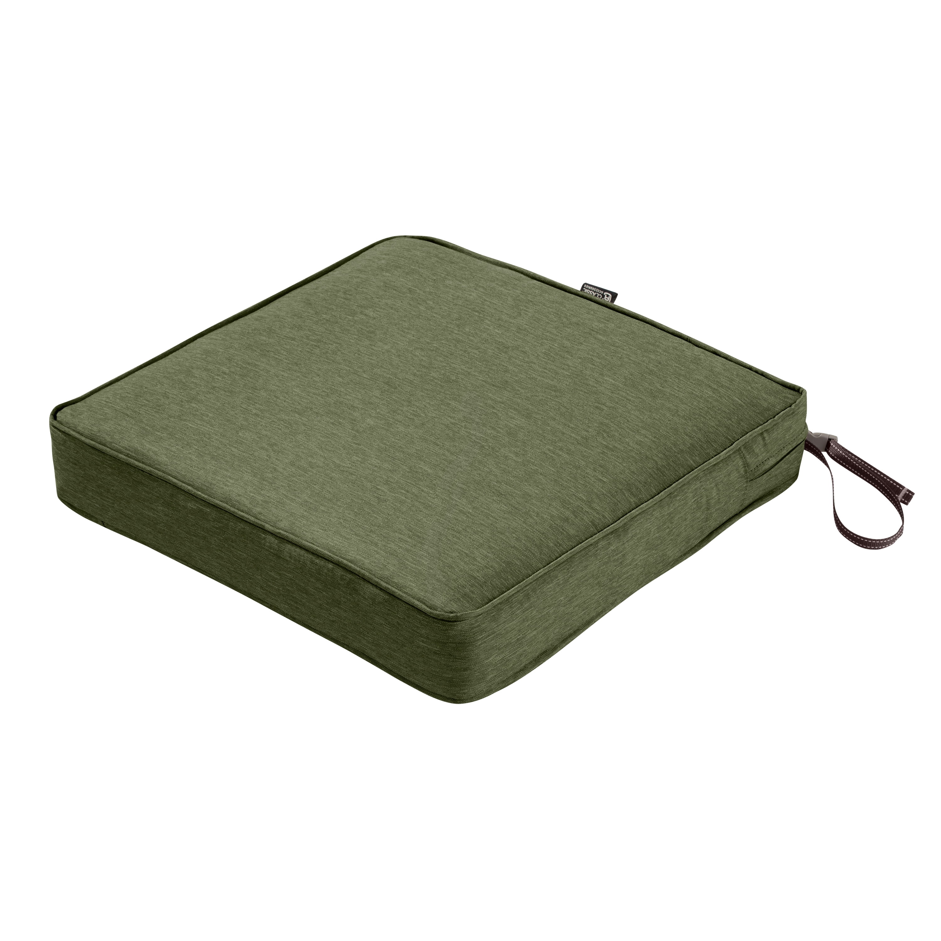 Heather Fern Green Water-Resistant Square Outdoor Seat Cushion
