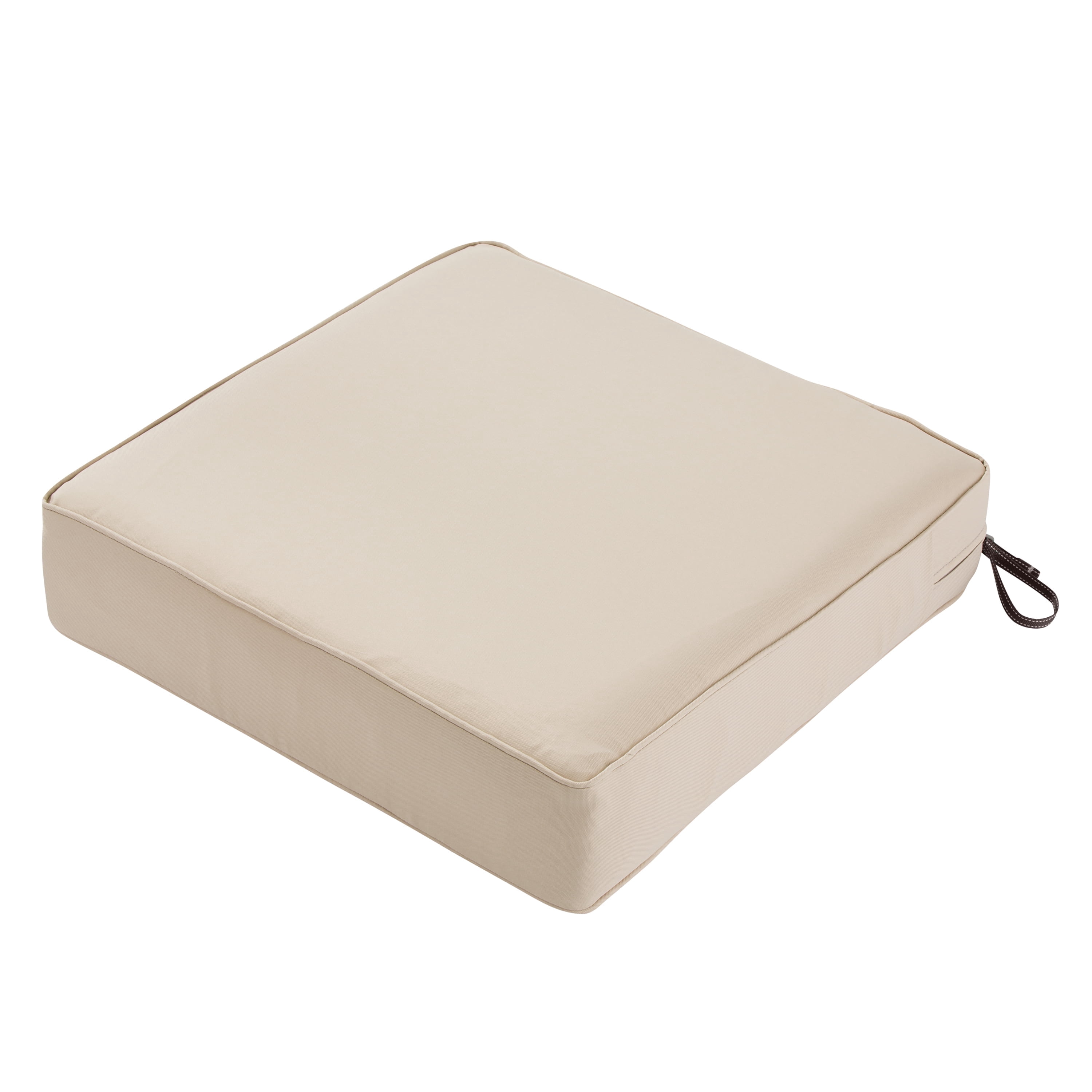 Classic Accessories Montlake FadeSafe Square Patio Lounge Seat Cushion - 5" Thick - Heavy Duty Outdoor Patio Cushion with Water Resistant Backing, Antique Beige, 23"W x 23”D x 5”T (62-019-BEIGE-RT)