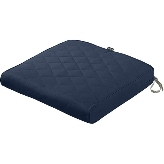 Classic Accessories Montlake FadeSafe Square/Rectangle Seat Quilted Dining Cushion, Navy, 21"W x 19"D x 3"H ( Pack of 2 )