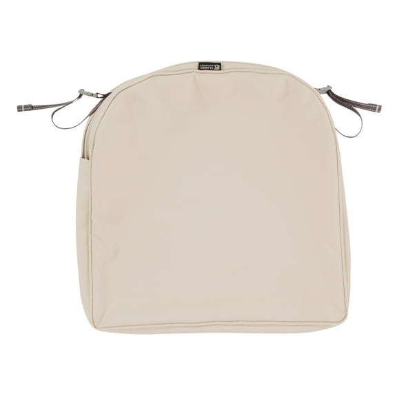 Classic Accessories Montlake FadeSafe Water-Resistant 20 x 20 x 2 Inch Contoured Patio Dining Seat Cushion Cover, Antique Beige