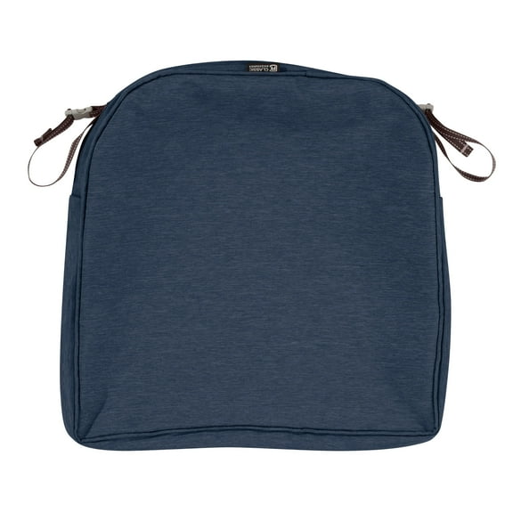 Classic Accessories Montlake FadeSafe Water-Resistant 20 x 20 x 2 Inch Contoured Patio Dining Seat Cushion Cover, Heather Indigo