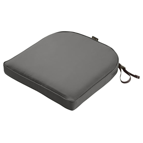 Classic Accessories Montlake FadeSafe Water-Resistant Contoured Patio Dining Seat Cushion, 18 x 18 x 2 inch, Light Charcoal