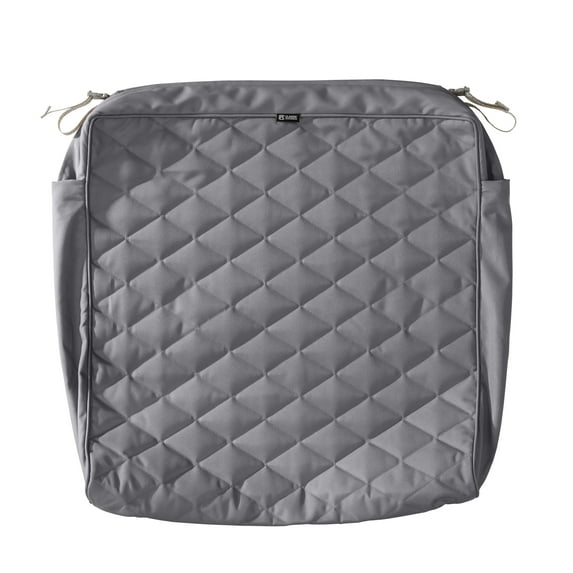 Classic Accessories Montlake FadeSafe Water-Resistant Patio Chair/Loveseat Quilted Cushion Cover, 25 x 25 x 5 inch, Grey