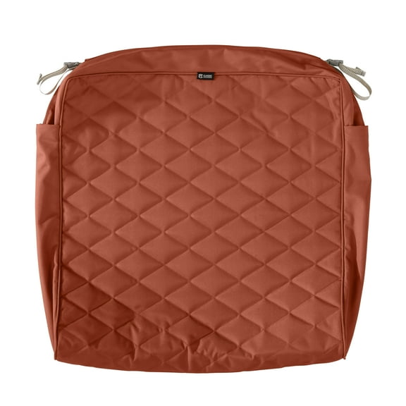 Classic Accessories Montlake FadeSafe Water-Resistant Patio Chair/Loveseat Quilted Cushion Cover, 25 x 25 x 5 inch, Spice