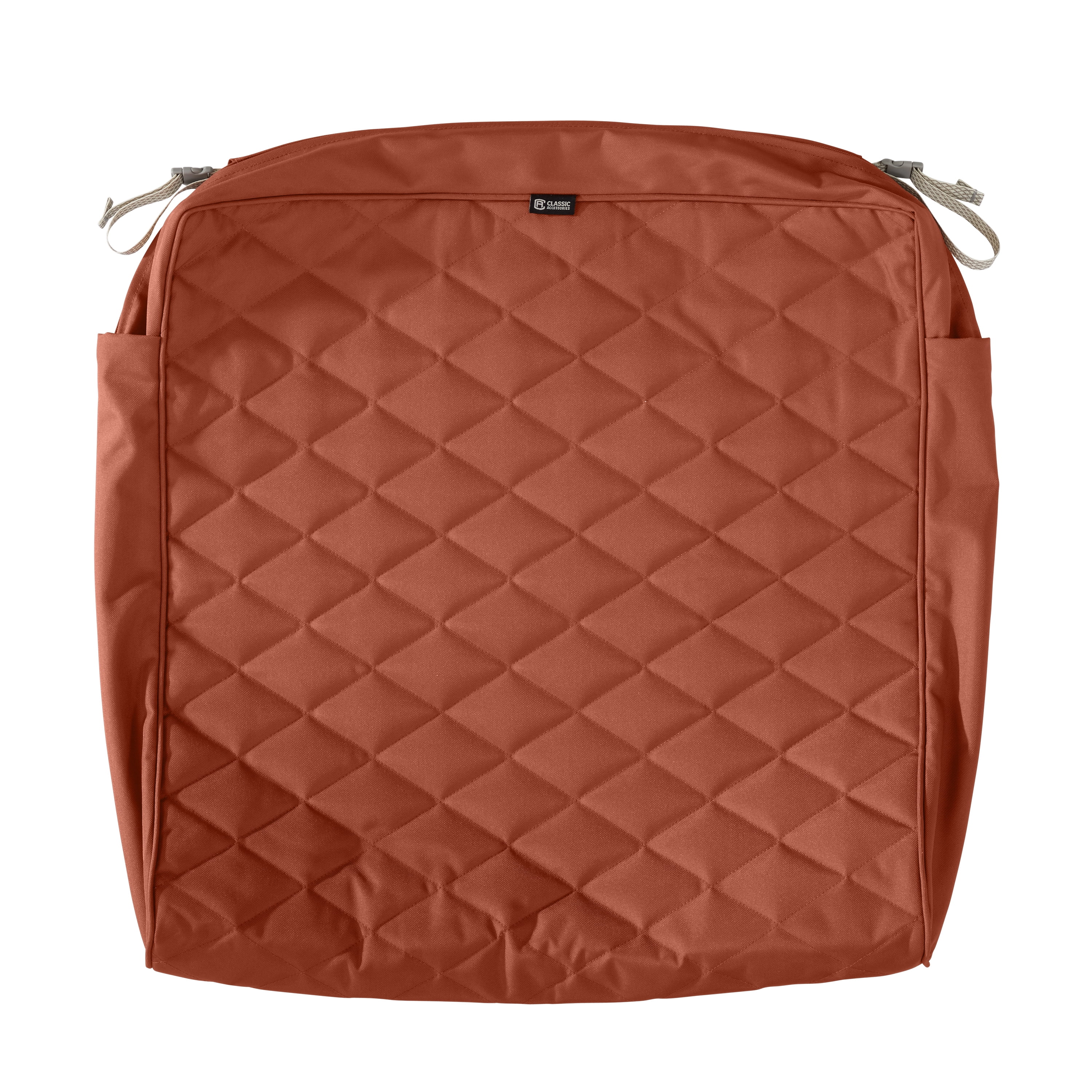 Classic Accessories Montlake FadeSafe Water-Resistant Patio Chair/Loveseat Quilted Cushion Cover, 25 x 27 x 5 inch, Spice