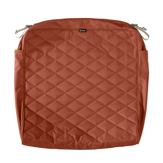 Classic Accessories Montlake FadeSafe Water-Resistant Patio Chair/Loveseat Quilted Cushion Cover, 25 x 27 x 5 inch, Spice