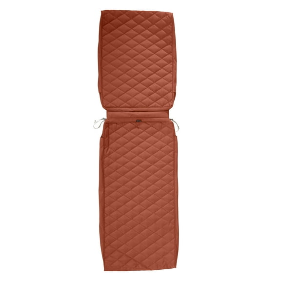 Classic Accessories Montlake FadeSafe Water-Resistant Patio Chaise Quilted Cushion Cover, 72 x 21 x 3 inch, Spice