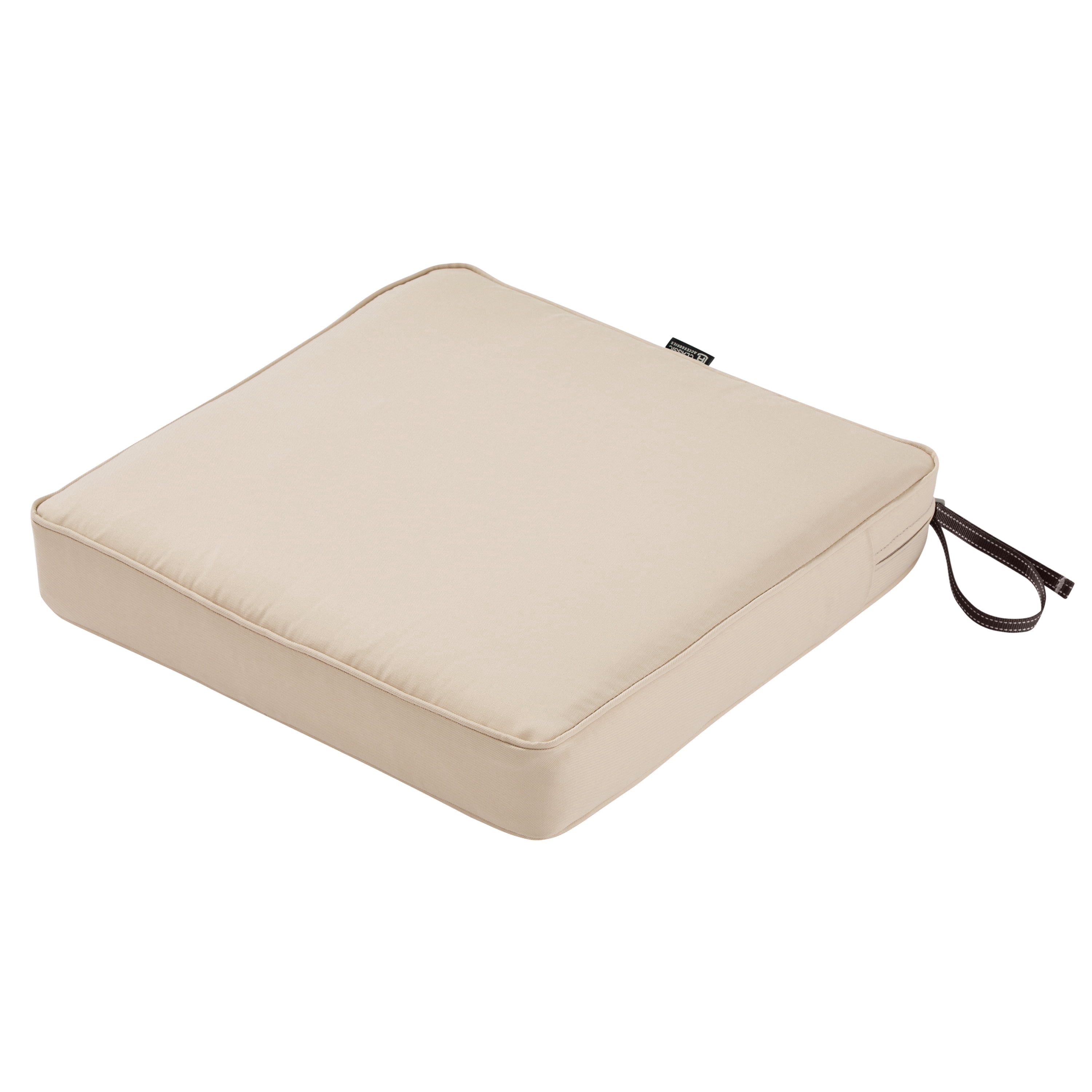 Classic Accessories Montlake FadeSafe Water-Resistant Patio Dining Seat Cushion, 19 x 19 x 3 inch, Antique Beige