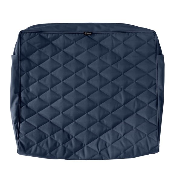 Classic Accessories Montlake FadeSafe Water-Resistant Wide Back Lounge Quilted Cushion Cover, 21 x 20 x 4 inch, Navy