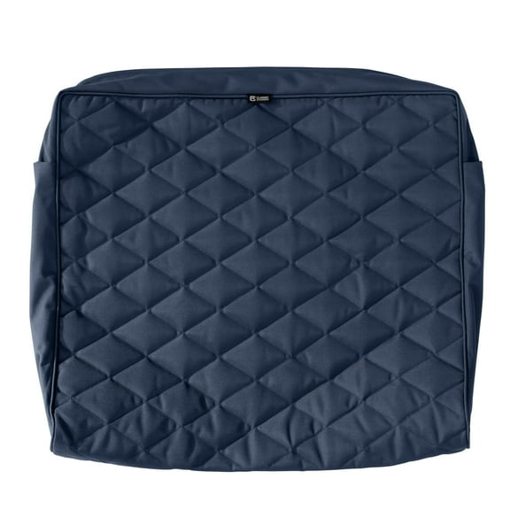 Classic Accessories Montlake FadeSafe Water-Resistant Wide Back Lounge Quilted Cushion Cover, 21 x 20 x 4 inch, Navy