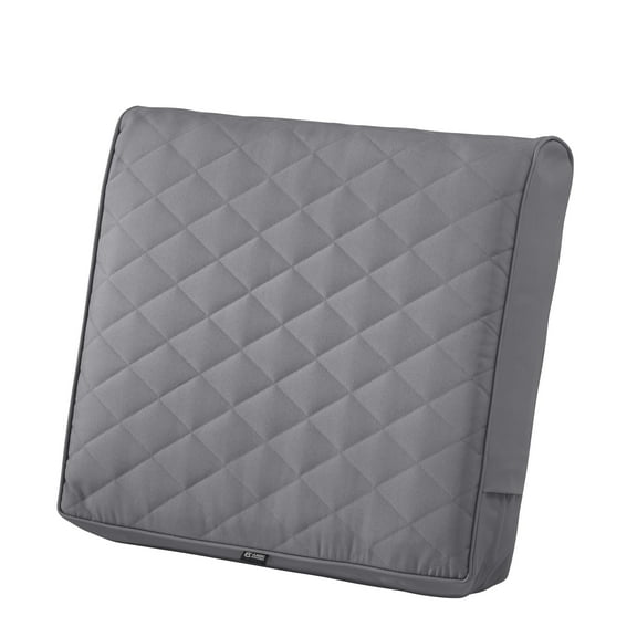 Classic Accessories Montlake FadeSafe Water-Resistant Wide Back Patio Quilted Lounge Cushion, 21 x 20 x 4 inch, Grey