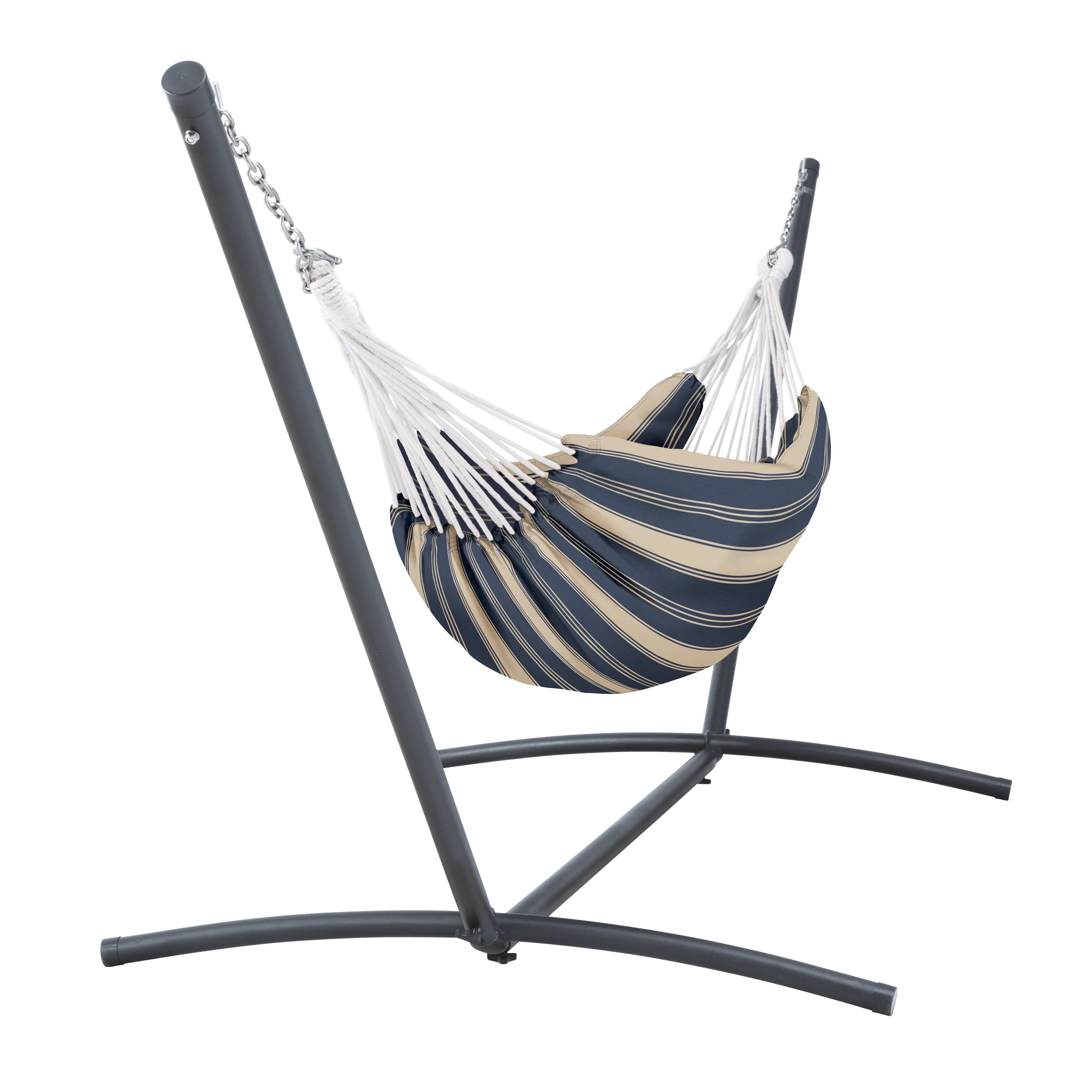 Classic Accessories Montlake Fadesafe Brazilian Hammock with Steel Stand Heather Indigo Blue Stripe