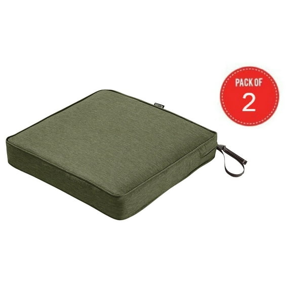 Classic Accessories Montlake Seat Cushion Foam & Slip Cover, Heather Fern, 21x21x3 Thick ( Pack of 2 )