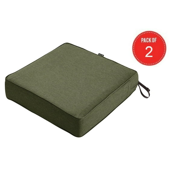 Classic Accessories Montlake Seat Cushion Foam & Slip Cover, Heather Fern, 25x25x5 Thick ( Pack of 2 )
